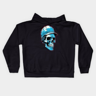 Feeling vintage and edgy with this retro skull art on spruce blue Kids Hoodie